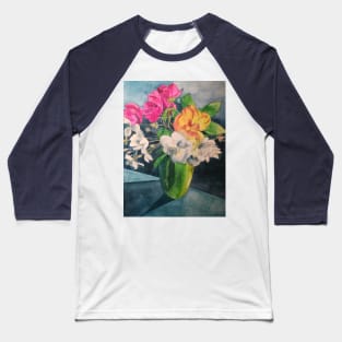 Vase of multicoloured roses in watercolour Baseball T-Shirt